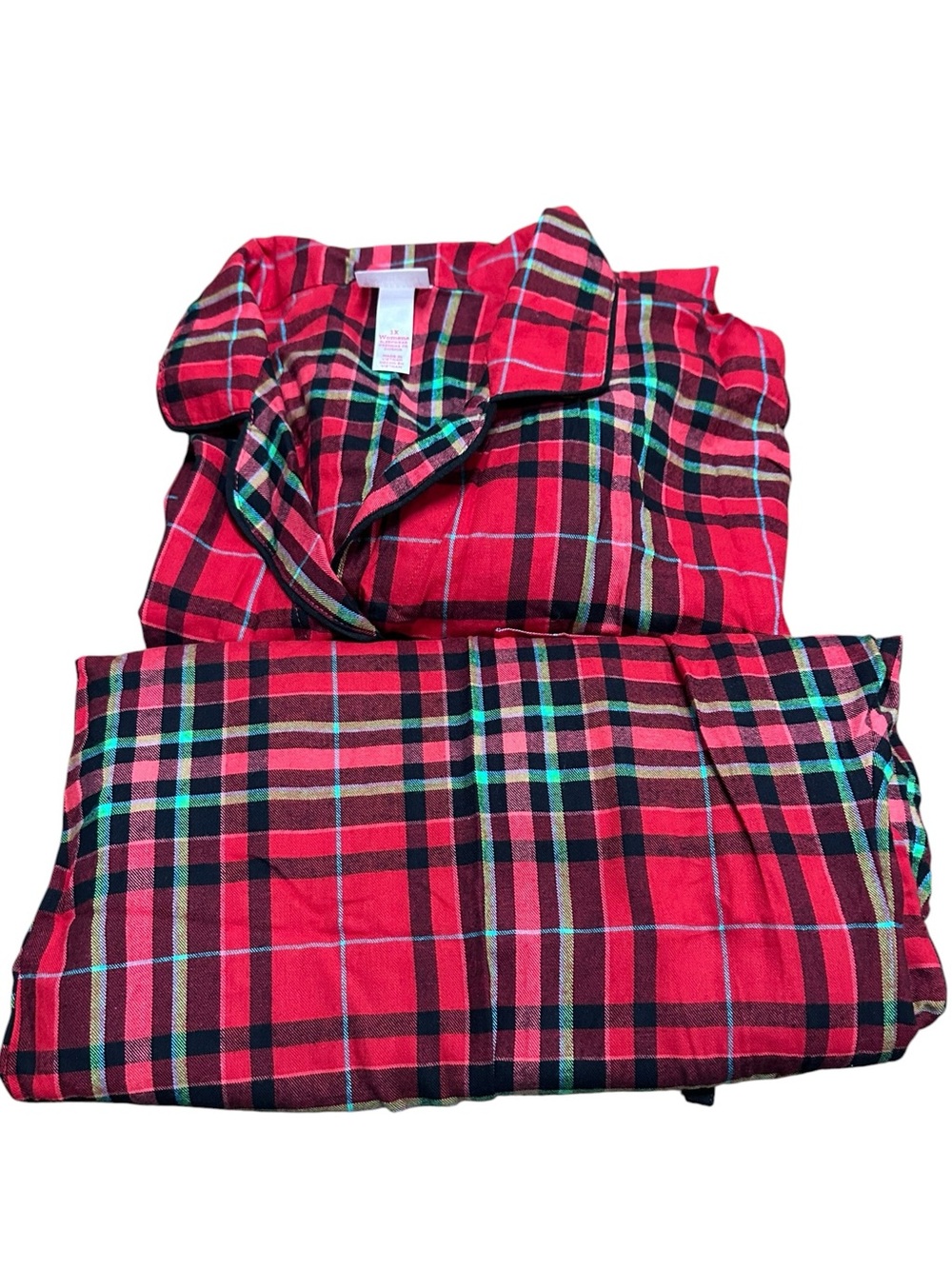 Wondershop Women's 1X Family Sleep 2 Pc Red Green Black Tartan Plaid - Picture 9 of 15